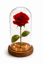 Rose éternelle sous cloche avec LED
