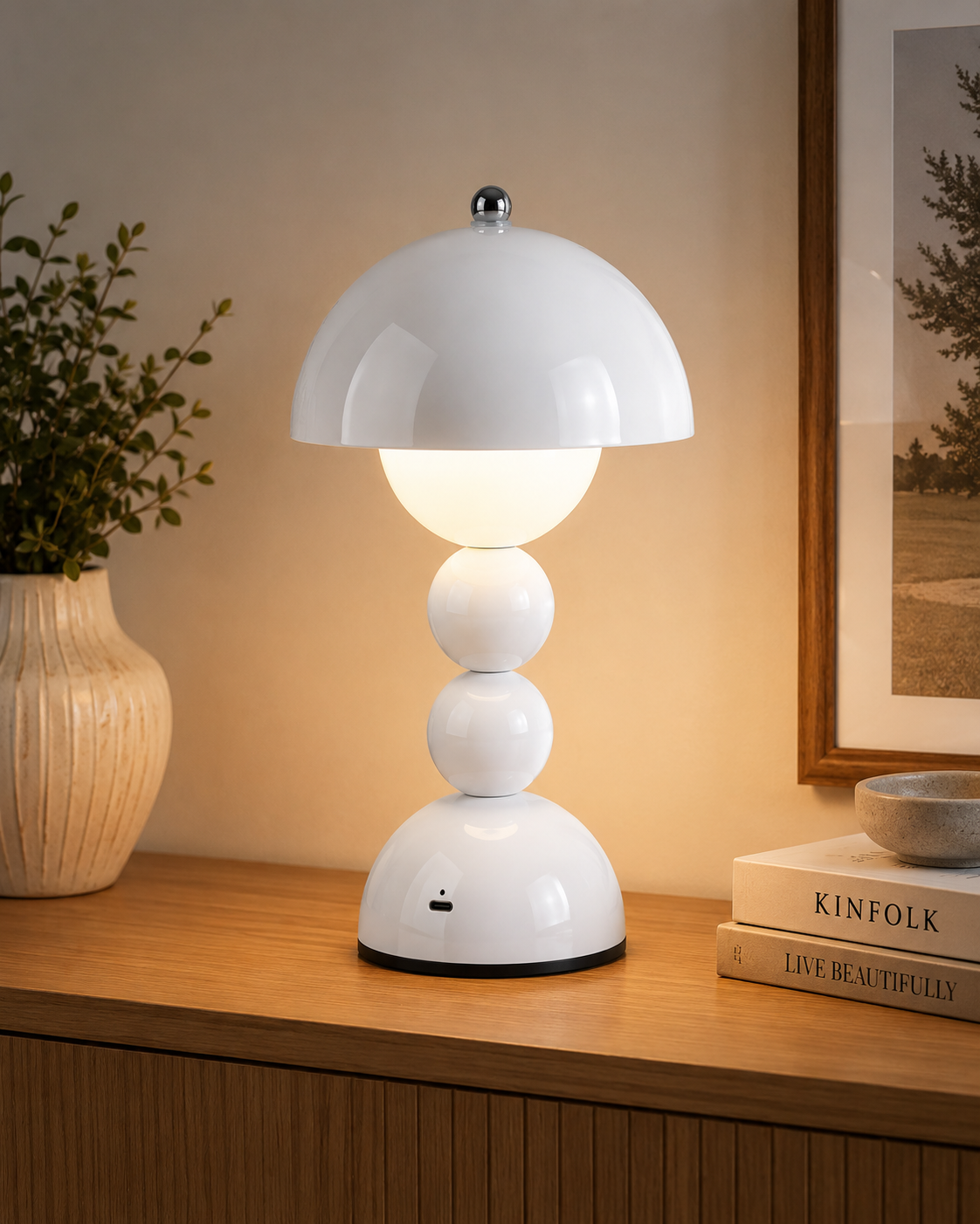 Lampe de chevet boule blanche