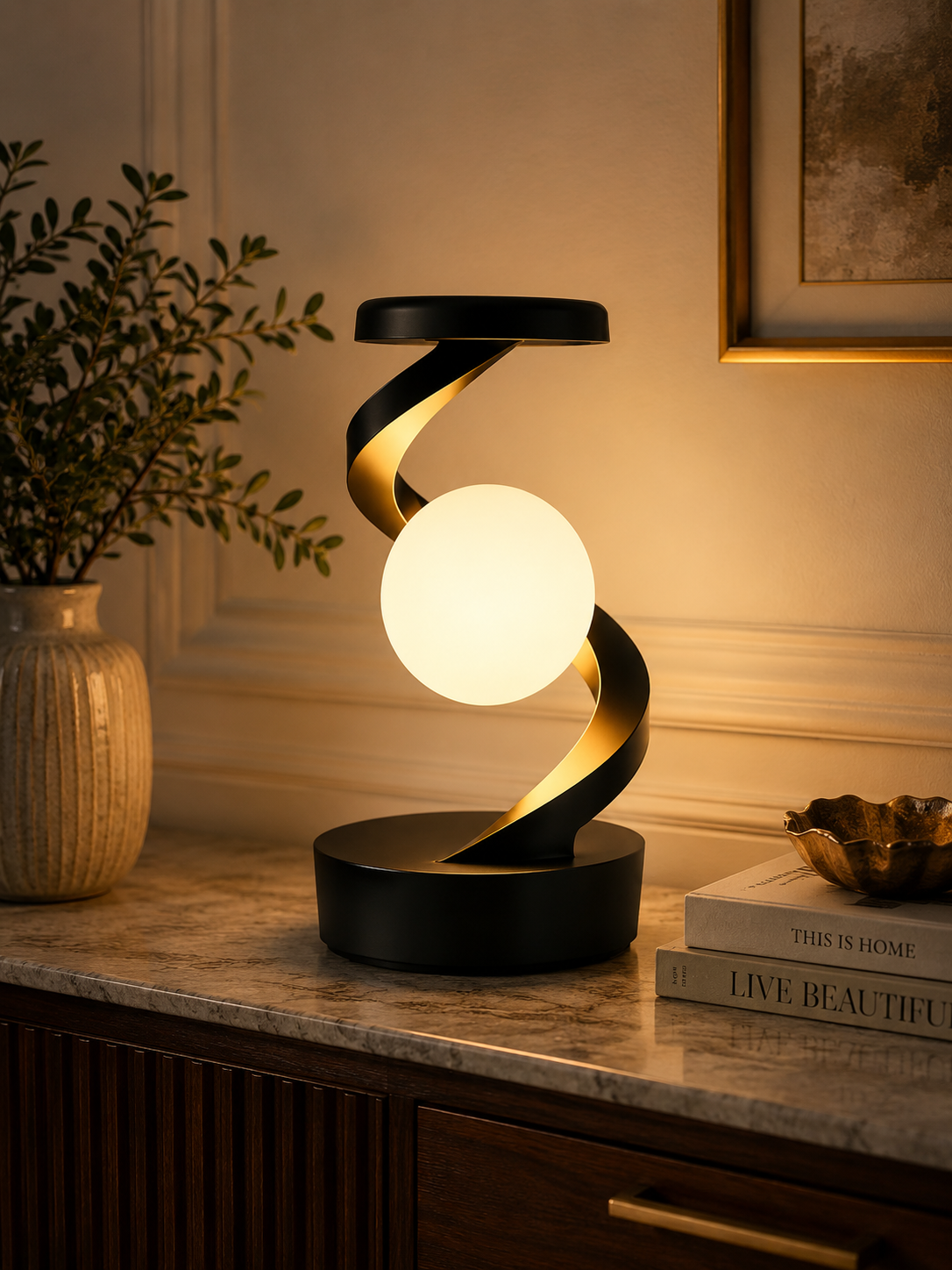 Lampe de chevet boule de cristal