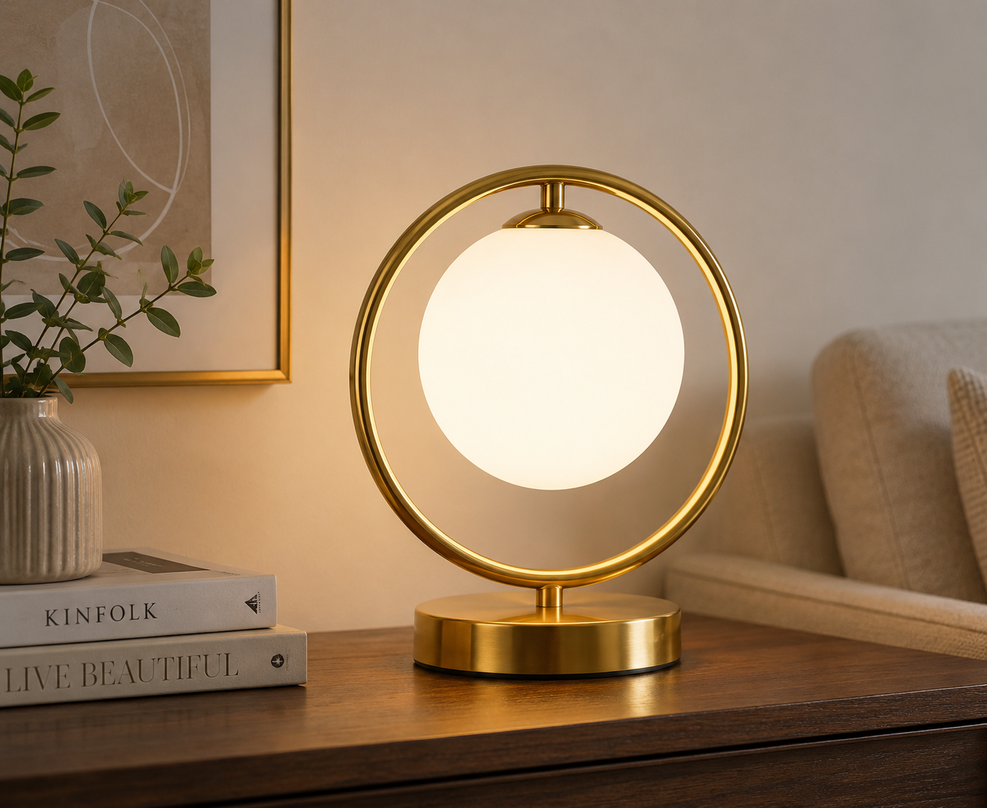 Lampe de chevet boule en verre