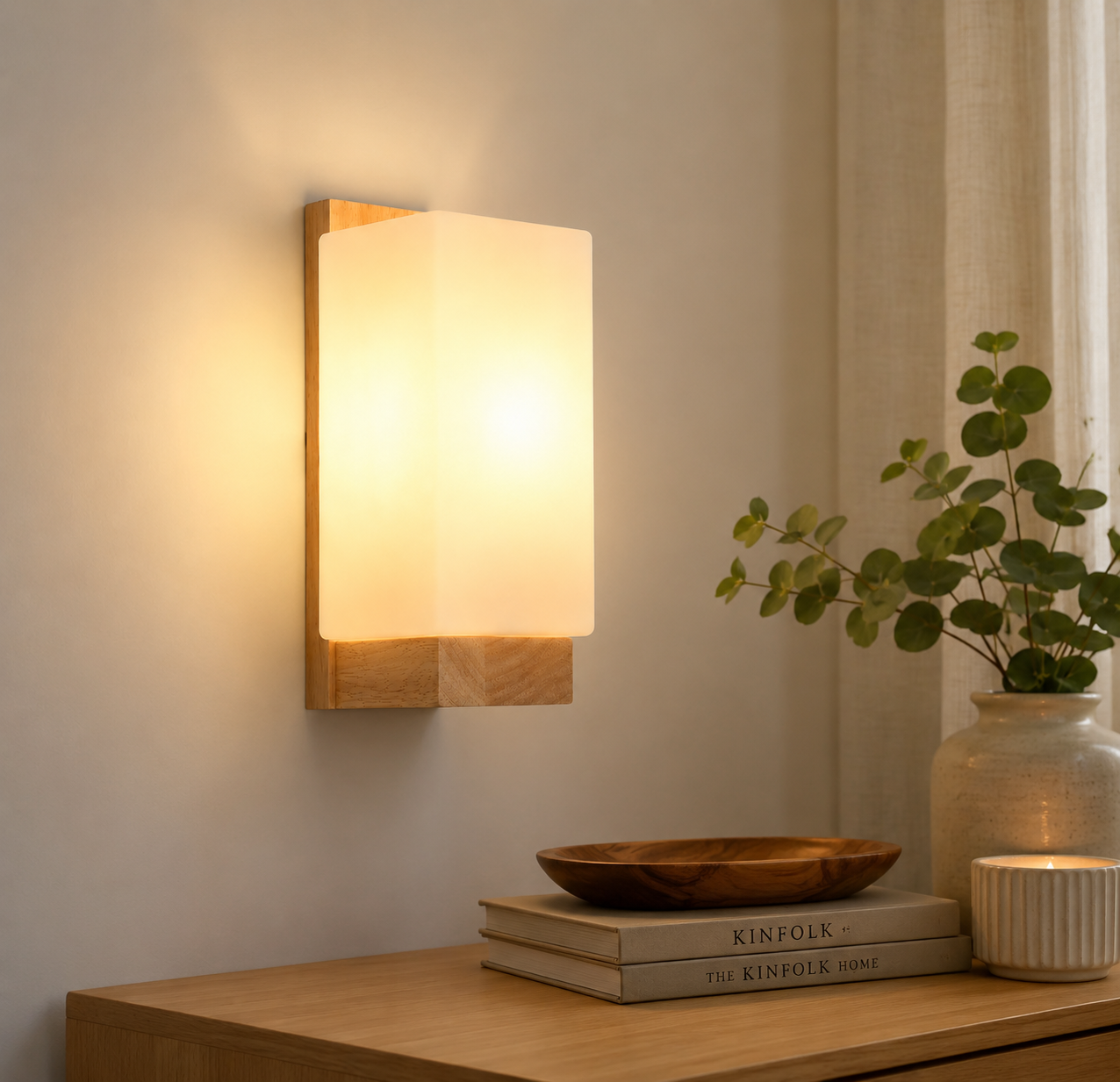 Applique murale bois et blanc