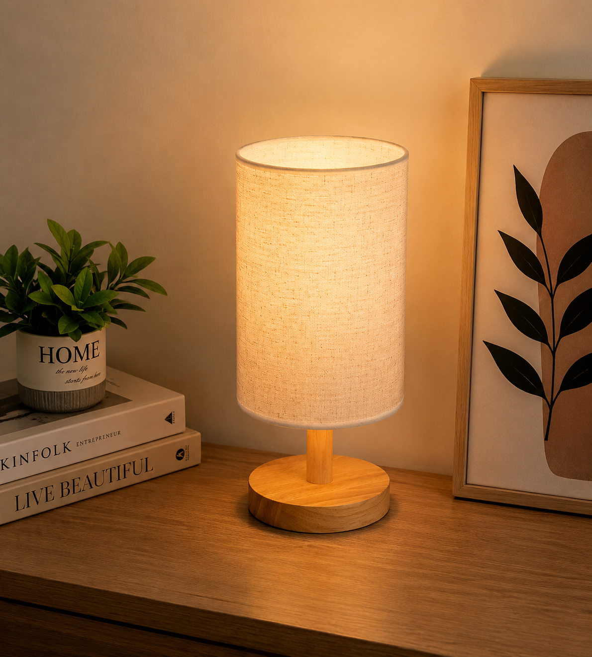 Lampe de chevet bois naturel