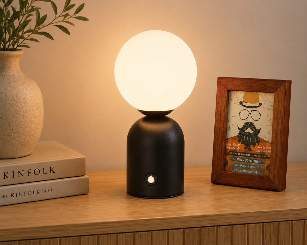 Lampe de table boule en verre