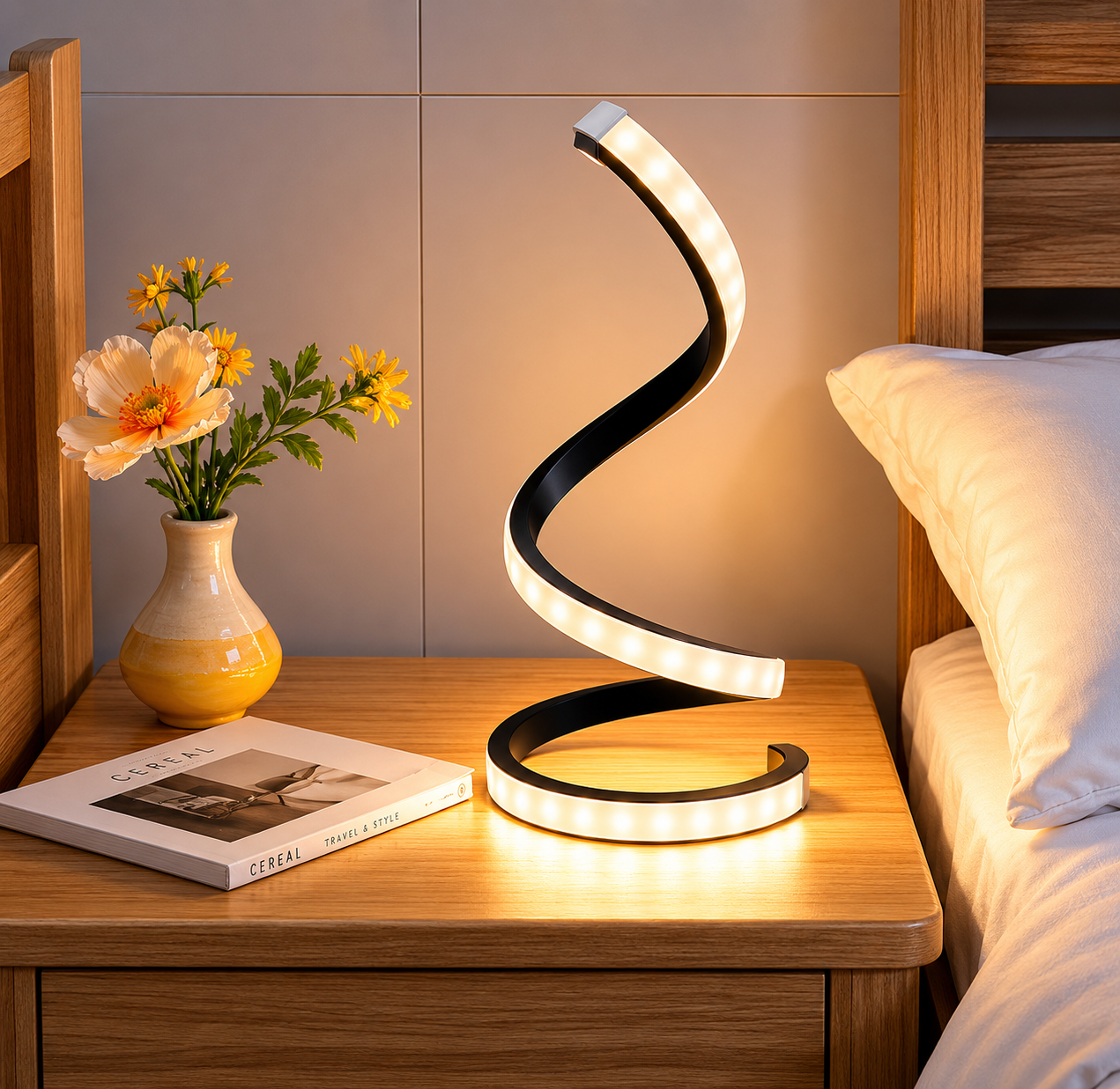 Lampe de chevet spirale