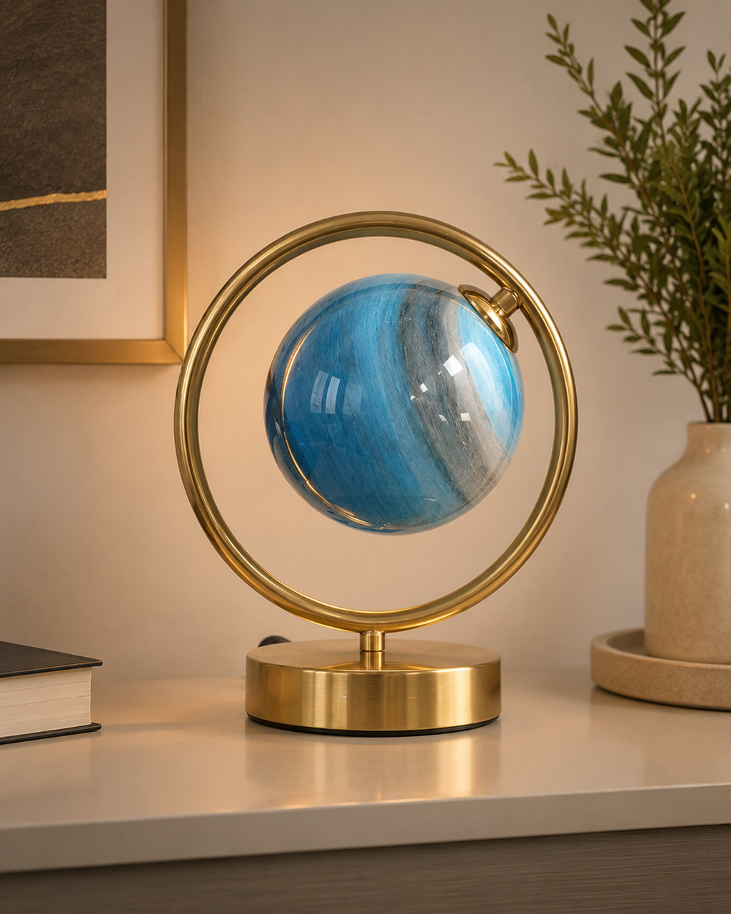 Lampe de chevet boule en verre