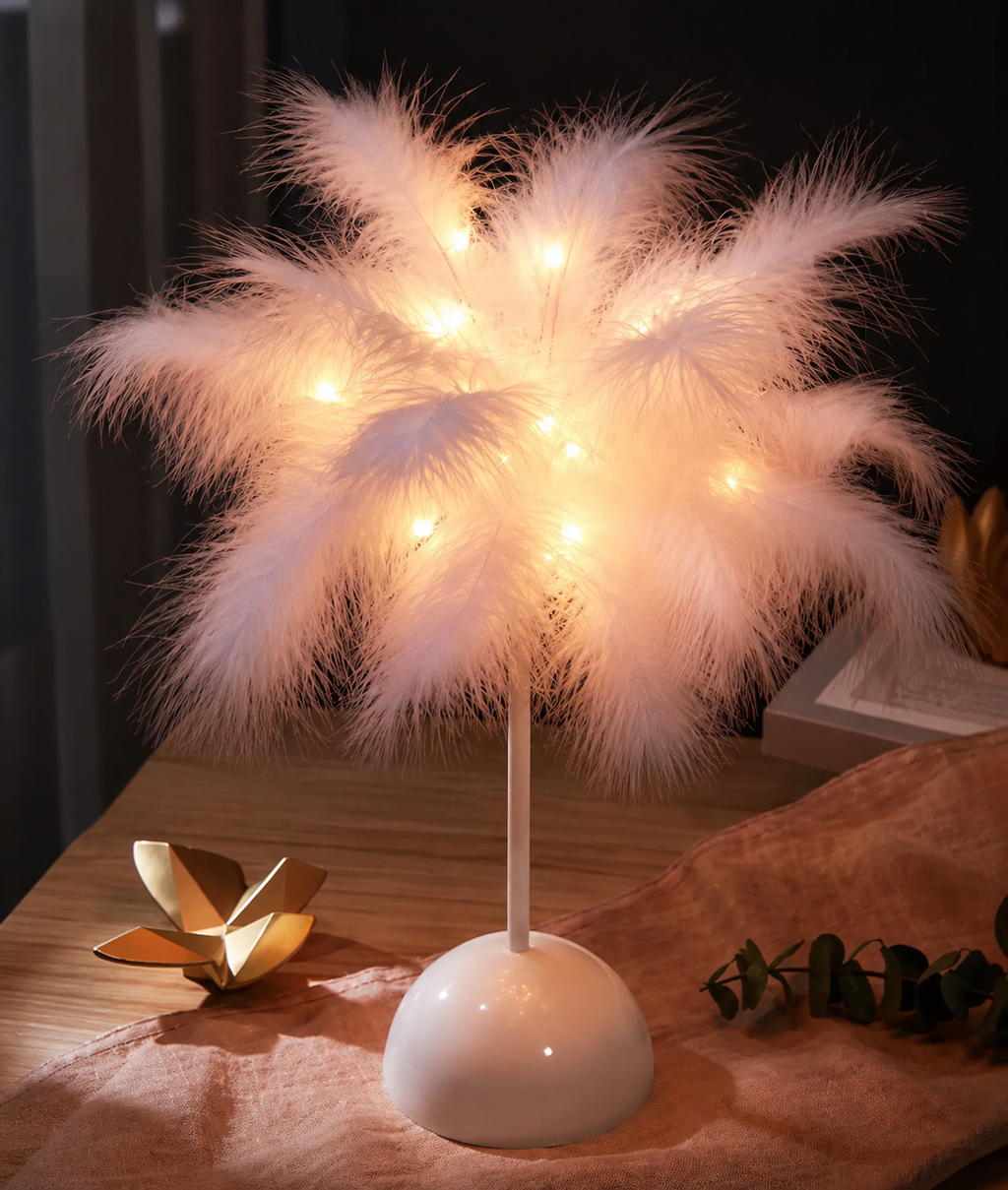Lampe de chevet plume