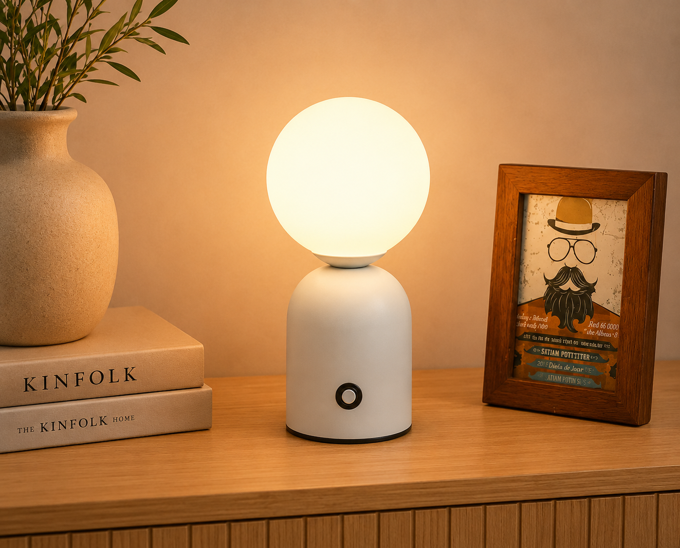 Lampe de table boule en verre