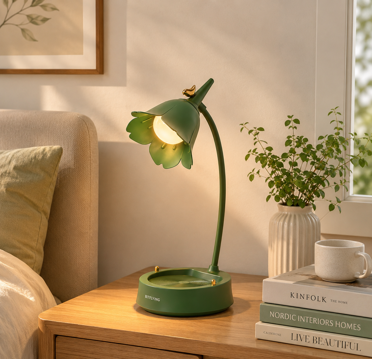 Lampe de chevet fleur rose