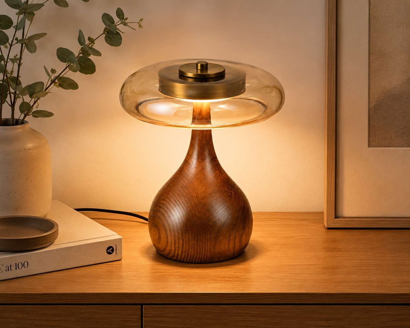 Lampe de chevet vintage bois